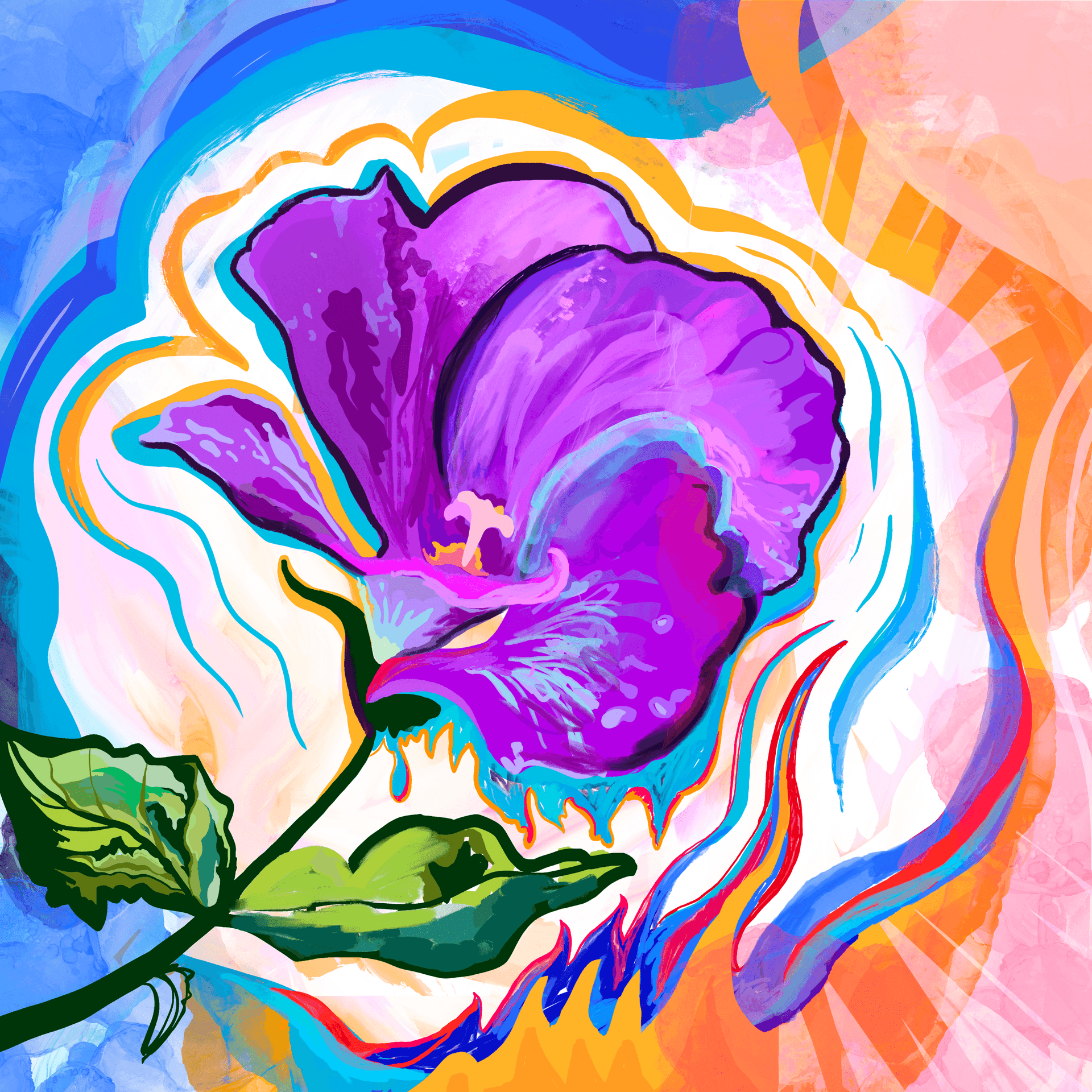 Purple flower digital painting