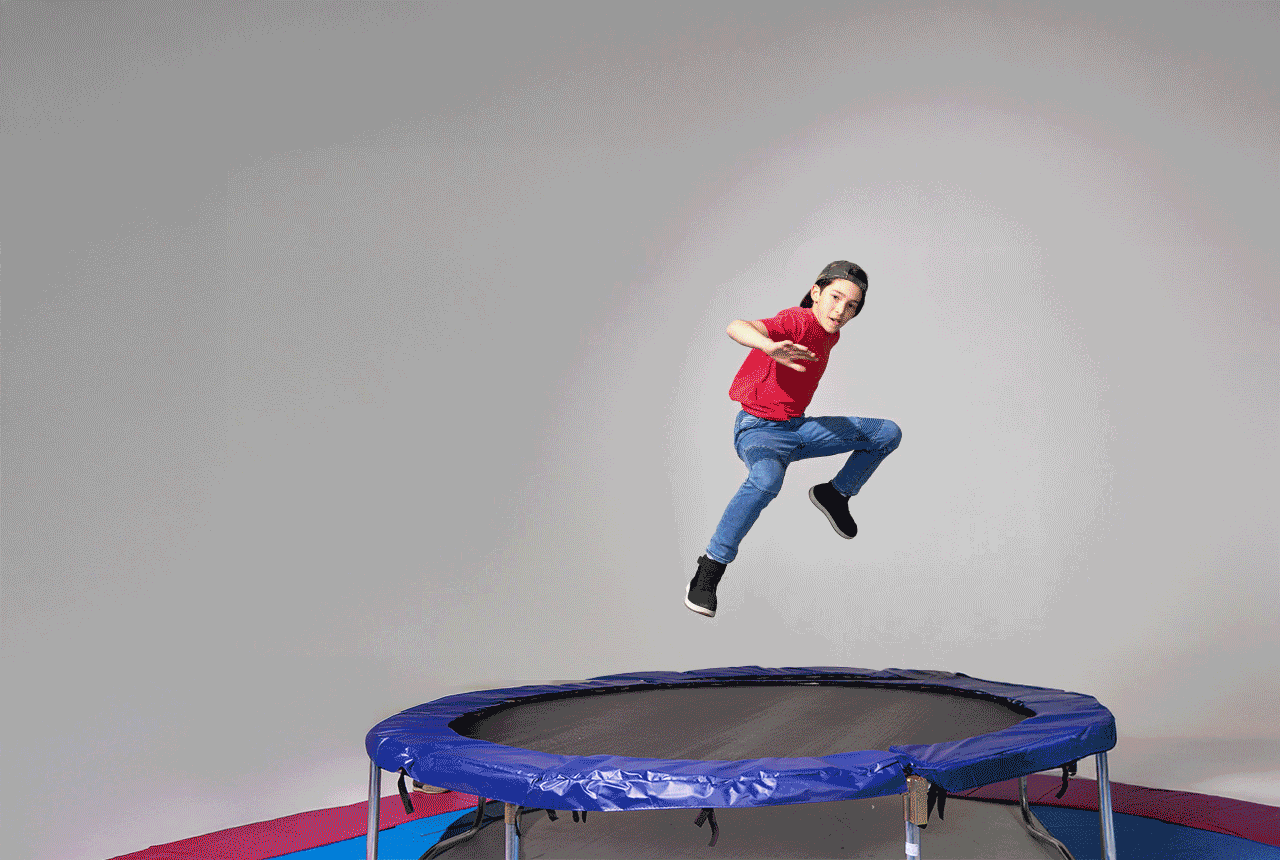 Olympics landing page header - child on snowboard with ski graphics